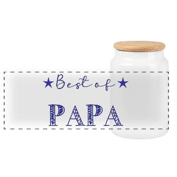 HAPPY BIRTHDAY DAD. DAD. FATHER's DAY. HAPPY BIRTHDAY - Panoramic Cookie Jar with Wooden Lid - white - Front
