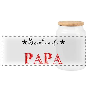 HAPPY BIRTHDAY DAD. DAD. FATHER's DAY. HAPPY BIRTHDAY - Panoramic Cookie Jar with Wooden Lid - white - Front