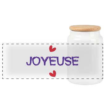 JOYEUSE. HEUREUSE. DRÔLE. HUMOUR. ANNIVERSAIRE - Boîte à biscuits avec couvercle en bois - blanc - Devant