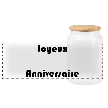 JOYEUX ANNIVERSAIRE. HAPPY BIRTHDAY. ANNIVERSAIRE. - Boîte à biscuits avec couvercle en bois - blanc - Devant