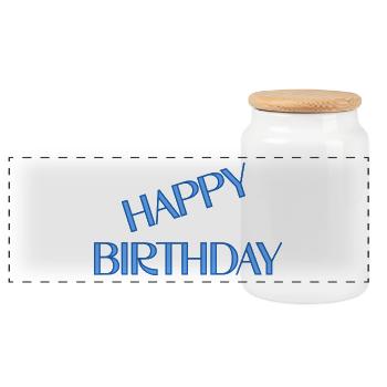 JOYEUX ANNIVERSAIRE. HAPPY BIRTHDAY. ANNIVERSAIRE. - Boîte à biscuits avec couvercle en bois - blanc - Devant