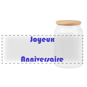 JOYEUX ANNIVERSAIRE. HAPPY BIRTHDAY. ANNIVERSAIRE. - Boîte à biscuits avec couvercle en bois - blanc - Devant