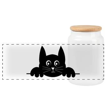 Black Cat Cat Sweet Kitten Christmas Gift - Panoramic Cookie Jar with Wooden Lid - white - Front