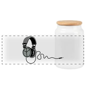 Casque paix - Boîte à biscuits avec couvercle en bois - blanc - Devant