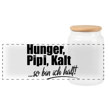 Hunger Kalt Müde so bin ich halt - Panorama Keksdose mit Holzdeckel - Weiß - Vorne