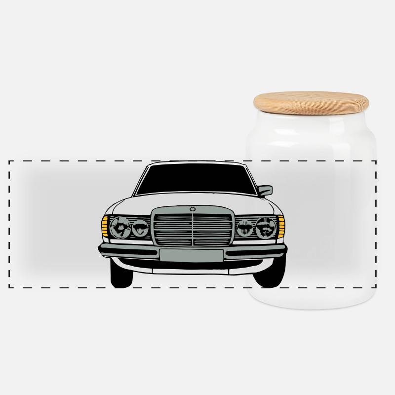 MB W123 Youngtimer Oldtimer,70er,80er (25) - Panorama Keksdose mit Holzdeckel - Weiß