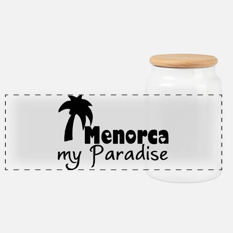 Menorca Paradise Urlaub Geschenk - Panorama Keksdose mit Holzdeckel - Weiß