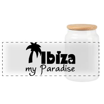 Ibiza Paradise Spanien Balearen Urlaub Geschenk - Panorama Keksdose mit Holzdeckel - Weiß - Vorne