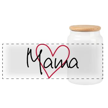 Mama Herz Geschenk Liebe Muttertag - Panorama Keksdose mit Holzdeckel - Weiß - Vorne