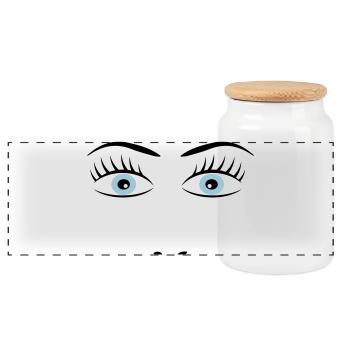 2541614 15417884 eye - Panoramic Cookie Jar with Wooden Lid - white - Front
