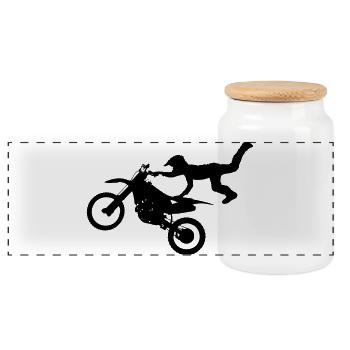 Jump of the Bikes - Panoramic Cookie Jar with Wooden Lid - white - Front