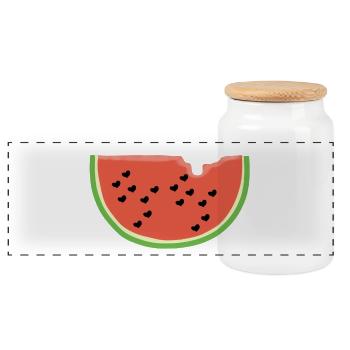 Melon avec coeur - Cadeau - Pastèque - Bande dessinée - Boîte à biscuits avec couvercle en bois - blanc - Devant