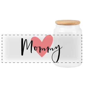 Mommy Herz Liebe Geschenk - Panorama Keksdose mit Holzdeckel - Weiß - Vorne