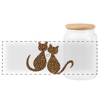 Leopard Leo Kätzchen Katzen Verliebt In Love - Panorama Keksdose mit Holzdeckel - Weiß - Vorne