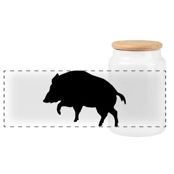 boar - Panoramic Cookie Jar with Wooden Lid - white - Front