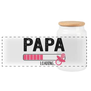 Papa Loading Werdender Vater Schwangerschaft - Panorama Keksdose mit Holzdeckel - Weiß - Vorne