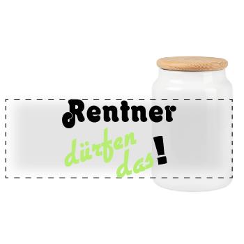 Rentner Spruch Neon Grün - Panorama Keksdose mit Holzdeckel - Weiß - Vorne