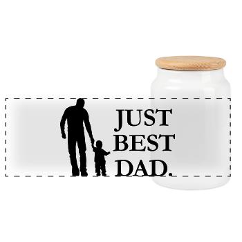 Just Best Dad - Panorama Keksdose mit Holzdeckel - Weiß - Vorne
