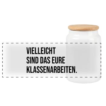 Vielleicht sind das eure Klassenarbeiten - Panorama Keksdose mit Holzdeckel - Weiß - Vorne