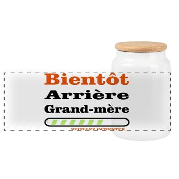 bientot arriere grand mere - Boîte à biscuits avec couvercle en bois - blanc - Devant