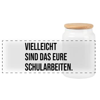 Vielleicht sind das eure Schularbeiten. (schwarz) - Panorama Keksdose mit Holzdeckel - Weiß - Vorne