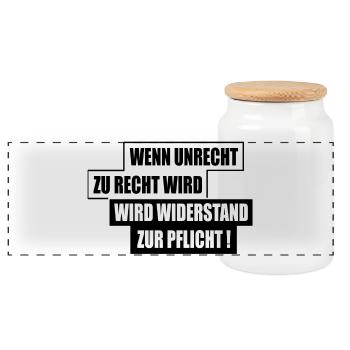 WENN UNRECHT ZU RECHT WIRD - Panorama Keksdose mit Holzdeckel - Weiß - Vorne