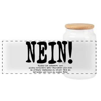 Kurt Tucholsky | NEIN SAGEN | Gegen Krieg - Panorama Keksdose mit Holzdeckel - Weiß - Vorne