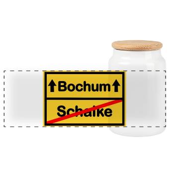 Bochum Aufstieg Schalke - Panorama Keksdose mit Holzdeckel - Weiß - Vorne