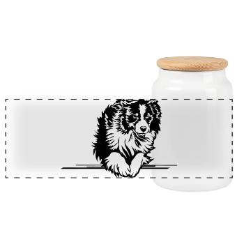 Australian Shepherd - Boîte à biscuits avec couvercle en bois - blanc - Devant