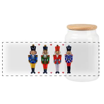 FOUR FUNNY NUTCRACKERS - Panoramic Cookie Jar with Wooden Lid - white - Front