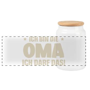 Oma - Panorama Keksdose mit Holzdeckel - Weiß - Vorne