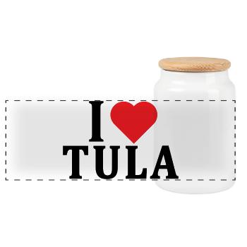 T-shirt J’adore Tula t-shirt Sardaigne idée cadeau - Boîte à biscuits avec couvercle en bois - blanc - Devant