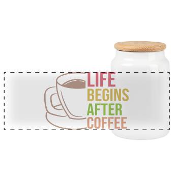 Kaffeetasse Statement Kaffee Trinken Koffein - Panorama Keksdose mit Holzdeckel - Weiß - Vorne