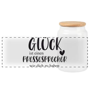 Pressesprecher Fußball Sport Geschenk - Panorama Keksdose mit Holzdeckel - Weiß - Vorne