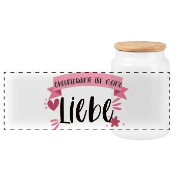 Cheerleading ist meine Liebe! Cheerleader - Panorama Keksdose mit Holzdeckel - Weiß - Vorne