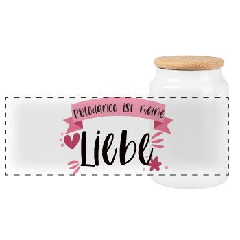 Pole Dance ist meine Liebe! Geschenk Poledancing - Panorama Keksdose mit Holzdeckel - Weiß - Vorne