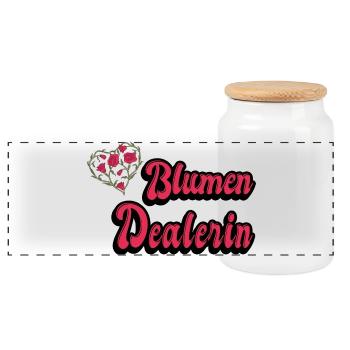 Blumen Dealerin - Panorama Keksdose mit Holzdeckel - Weiß - Vorne