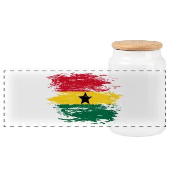 Drapeau de la carte du Ghana utilisé - Boîte à biscuits avec couvercle en bois - blanc - Devant