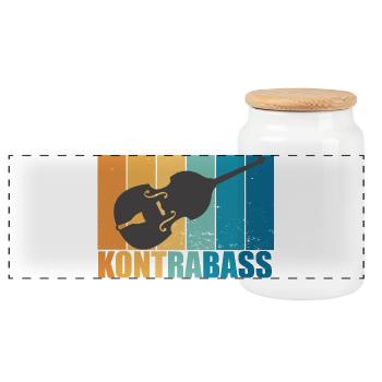 Kontrabass Vintage Instrument Musiker Geschenk - Panorama Keksdose mit Holzdeckel - Weiß - Vorne