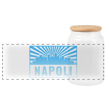 Napoli Skyline Sonnenstrahlen - Panorama Keksdose mit Holzdeckel - Weiß - Vorne