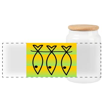 SARDINE. FISH. APRIL FOOL. EASTER. SEA - Panoramic Cookie Jar with Wooden Lid - white - Front