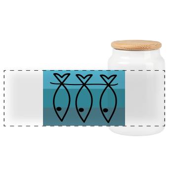 SARDINE. FISH. APRIL FOOL. EASTER. SEA - Panoramic Cookie Jar with Wooden Lid - white - Front