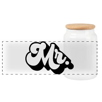 M. Matching Couple Fiançailles Mariage Lune de miel - Boîte à biscuits avec couvercle en bois - blanc - Devant