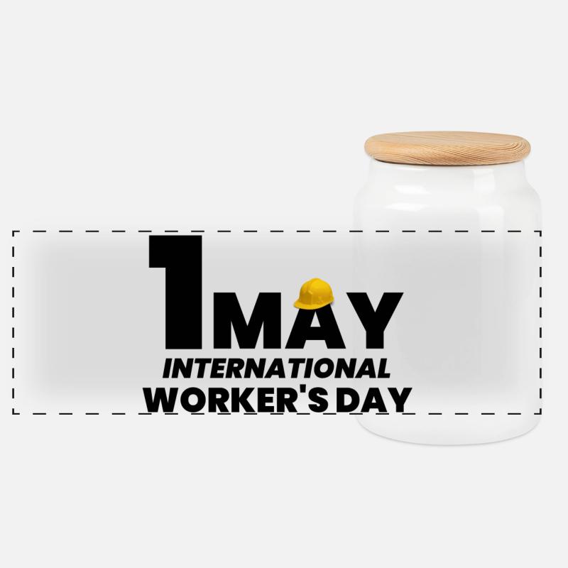 Tag der Arbeit, 1. Mai - Panorama Keksdose mit Holzdeckel - Weiß