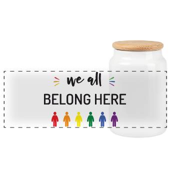 Mois de la fierté - Nous avons tous notre place ici - Boîte à biscuits avec couvercle en bois - blanc - Devant