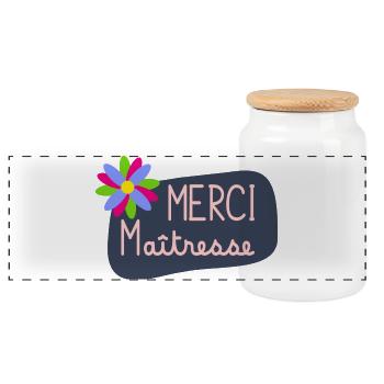 MAÎTRESSE. MERCI. MERCI MAÎTRESSE. FLEUR - Boîte à biscuits avec couvercle en bois - blanc - Devant