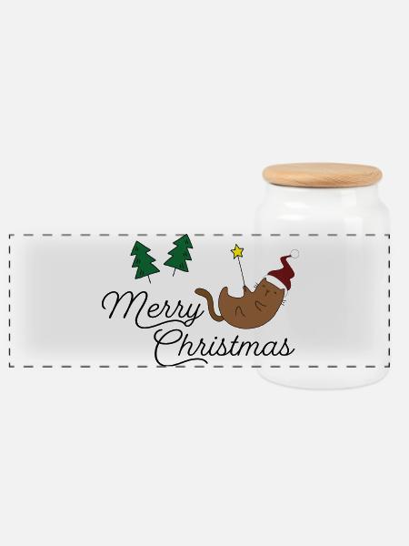 Lustige Weihnachtsgeschenke - Panorama Keksdose mit Holzdeckel - Weiß