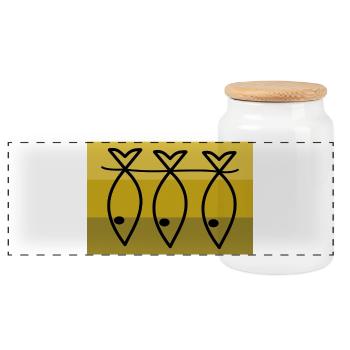 FISH. APRIL FOOL. HOLIDAY. SUMMER. HUMOR - Panoramic Cookie Jar with Wooden Lid - white - Front