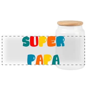 CHRISTMAS. YEAR. ANNIVERSARY. RETIREMENT. DAD. MAMAM. - Panoramic Cookie Jar with Wooden Lid - white - Front