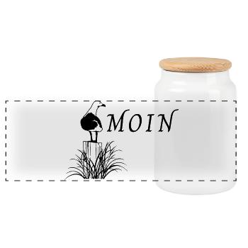 Moin - Panorama Keksdose mit Holzdeckel - Weiß - Vorne